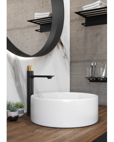 Bateria umywalkowa stojąca, nablatowa, wysoka