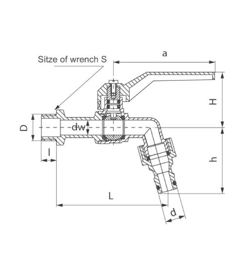 Kurek kulowy czerpalny DN 25 z dźwig. alum. (DAI) do podł. węża z szybkozłączem, G 1"
