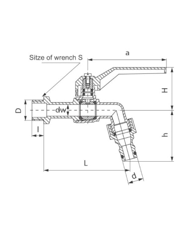 Kurek kulowy czerpalny DN 25 z dźwig. alum. (DAI) do podł. węża z szybkozłączem, G 1"