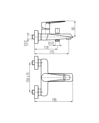 Bateria wannowa ścienna