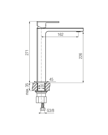 Bateria umywalkowa stojąca, nablatowa, wysoka