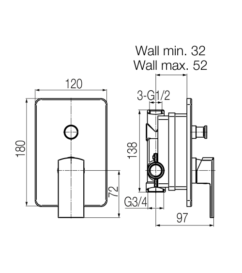 Bateria wannowo-natryskowa podtynkowa