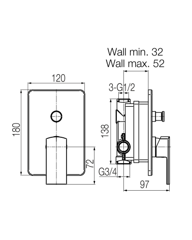 Bateria wannowo-natryskowa podtynkowa