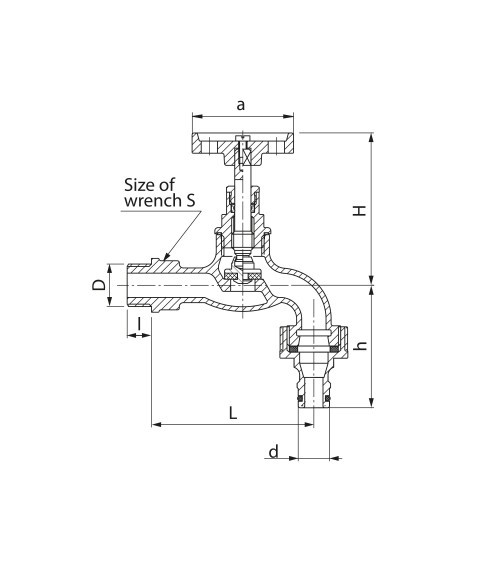 Zawór wypływowy żeliwny z końcówką do węża z szybkozłączem, G3/4"