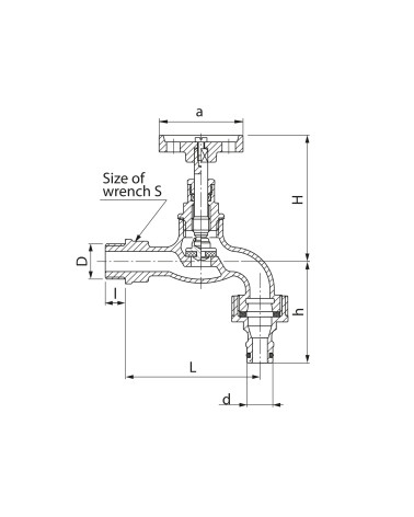 Zawór wypływowy żeliwny z końcówką do węża z szybkozłączem, G3/4"