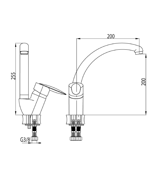 Bateria kuchenna stojąca z dźwignią z boku