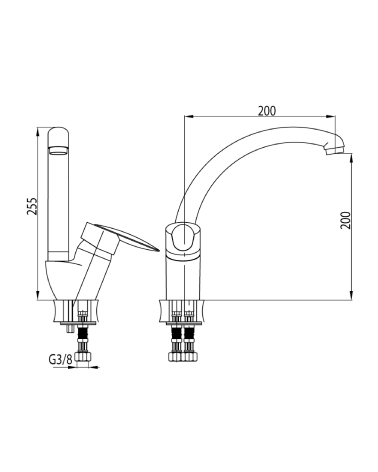 Bateria kuchenna stojąca z dźwignią z boku