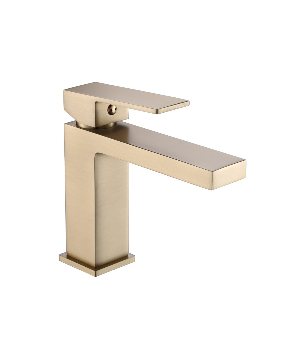 ARS Brushed Gold Bateria umywalkowa stojąca bez korka spustowego