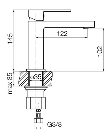 ARS Brushed Gold Bateria umywalkowa stojąca bez korka spustowego