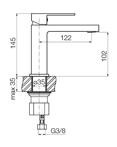 ARS Gun Metal Bateria umywalkowa stojąca bez korka spustowego