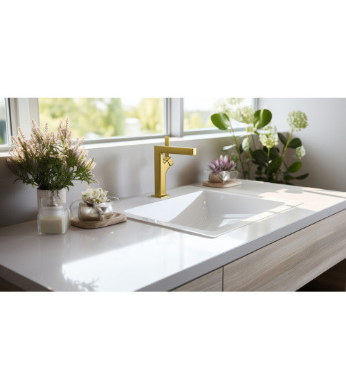 ALIBI Brushed Gold Bateria umywalkowa stojąca bez korka spustowego