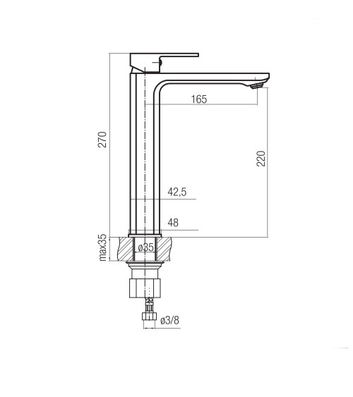 Loft Gold Bateria umywalkowa stojąca, nablatowa, wysoka
