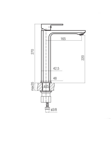 Loft Gold Bateria umywalkowa stojąca, nablatowa, wysoka