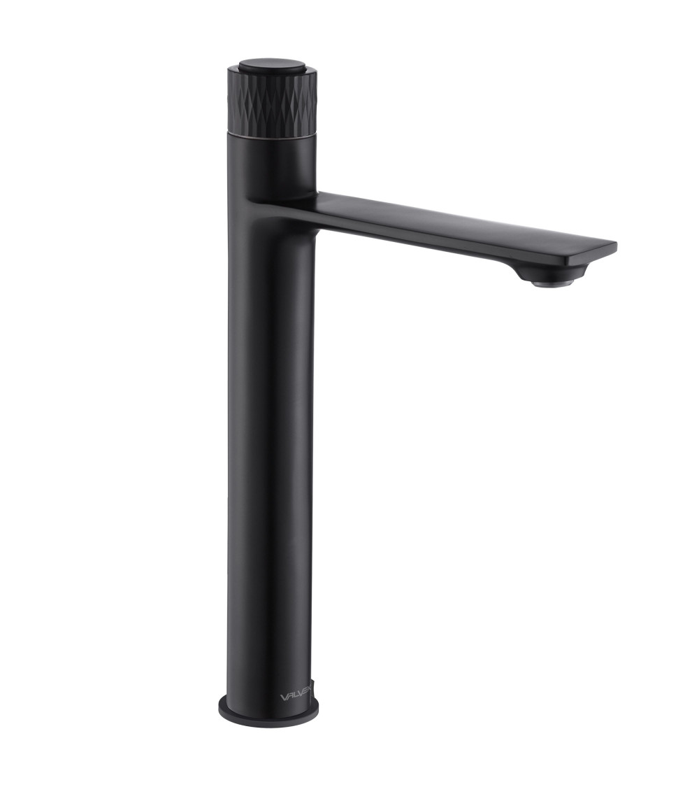 DECOR Black Bateria umywalkowa stojąca, nablatowa, wysoka