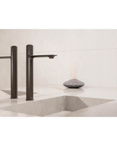 DECOR Black Bateria umywalkowa stojąca, nablatowa, wysoka