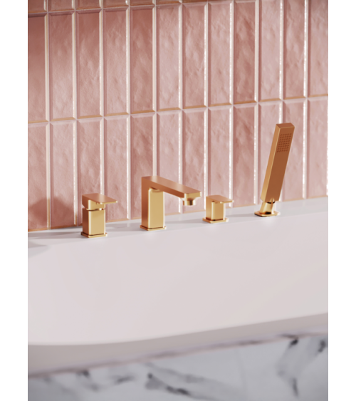 ARS Brushed Gold Bateria wannowa 4-otworowa stojąca z akcesoriami