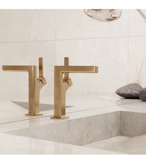 ALIBI Brushed Gold Bateria umywalkowa stojąca bez korka spustowego