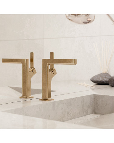 ALIBI Brushed Gold Bateria umywalkowa stojąca bez korka spustowego