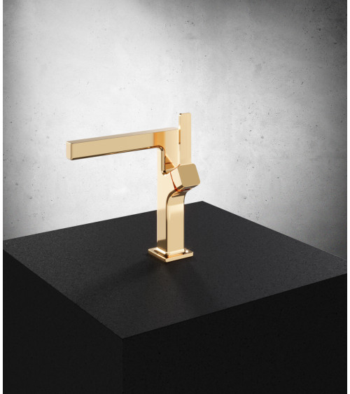 ALIBI Brushed Gold Bateria umywalkowa stojąca bez korka spustowego